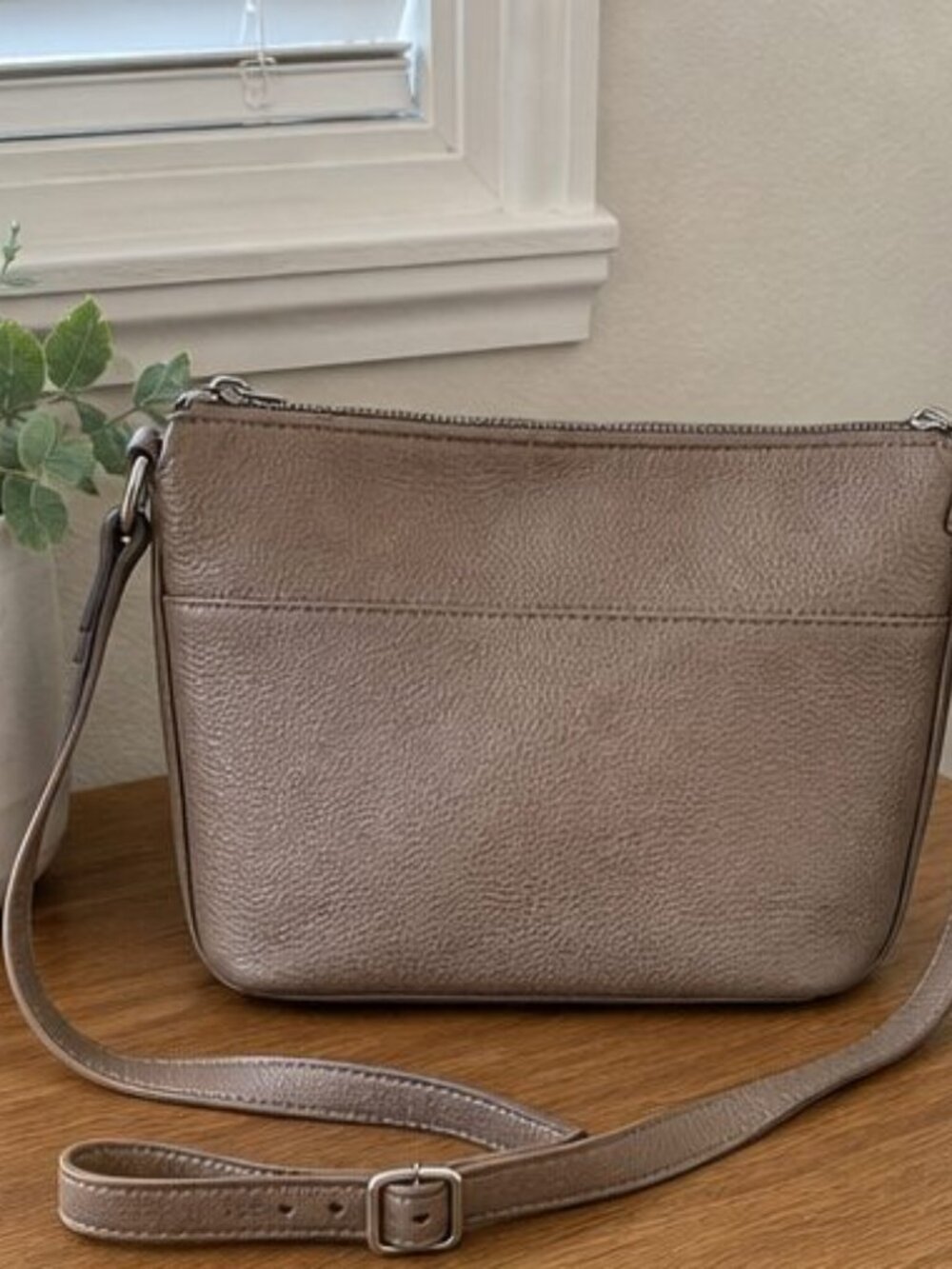 Taupe Leather Crossbody Bag